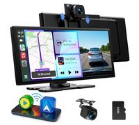 LAMTTO Wireless CarPlay Android Auto Display 10,25 Pollici Schermo per Auto Car Play con Dashcam Anteriore Posteriore 2,5K+1080P con Assistente Vocale Navigazione Bluetooth FM AUX Scheda TF 64GB