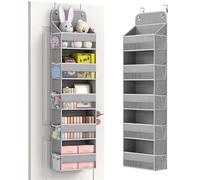 LAMU Organizer da appendere alla porta a 5 ripiani, con finestra trasparente, confezione da 1, grigio
