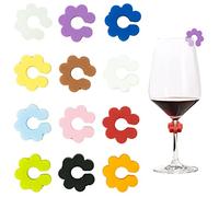 LAMXD 12 ciondoli in silicone per bicchieri da vino, per feste, champagne, cocktail, martini, colori assortiti