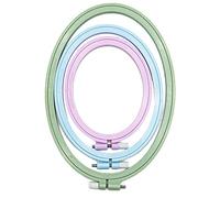 LAMXD 3 telai da ricamo rettangolari di forma ovale, telaio da ricamo per punto croce, strumento da cucito per artigianato artistico e cucito pratico (multicolore), con aghi da ricamo con occhio