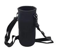 LAMXD Borsa per bottiglia d'acqua in neoprene con tracolla per bottiglia d'acqua per passeggiate quotidiane e altre attività all'aperto (750 ml, nero?8 cm 19 cm)