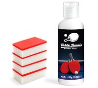 LAMXIN 100ml Table Tennis Glue, Adatta Per l'assemblaggio di Racchette Table Tennis con Design in Spugna Elastica, Quattro Spazzole in Spugna Per una Facile Sostituzione Della Gomma Della Racchetta