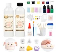 LAMXIN Taba Squishy, Kit Fai Da Te Per Realizzare Squishy Da 18 Once, Miscela Di Resina Epossidica In Silicone Liquido Con Rapporto AB 1:1 Con 3 Stampi (Artiglio Di Gatto, Criceto, Formaggio)
