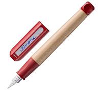 Lamy abc red - stilografica per principianti adatta ai bambini con impugnatura ergonomica e pennino in acciaio lucido misura A - legno d'acero - cartuccia T 10 blue inclusa - destrimani
