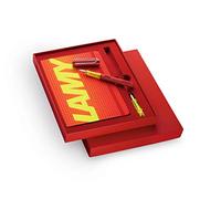 Lamy AL-star Set di penne stilografiche leggere in alluminio rosso lucido con manico ergonomico e molla in acciaio lucido, larghezza punto F paper copertina morbida, taccuino A5 in rosso lucido,