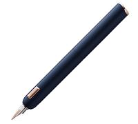 Lamy Dialog cc 081 - Penna stilografica con finitura laccata blu opaco con meccanismo a rotazione, 14 carati, pennino oro rosa bicolore in M, con 5 confezioni T 10 cartuccia blu, convertitore Z