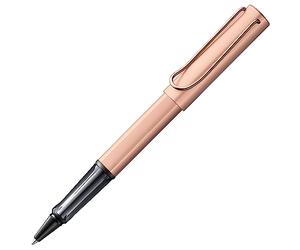 Lamy Penna roller Lx in rosegold -penna leggera con impugnatura trasparente ed ergon. -corpo in alluminio anodizzato -ricarica roller M 63 in nero con larghezza del tratto M e custodia in metallo