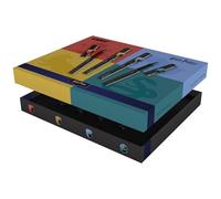Lamy safari Harry Potter Set da 4 penne - Edizione speciale con stemmi delle case - Pennini in acciaio (M) - Impugnatura ergonomica - Include cartucce d’inchiostro T10 blu - Per destrorsi