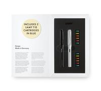 Lamy safari multicolor set di penne stilografiche - 2 penne stilografiche in all black & all white - con 2 cartucce di inchiostro blu, 12 anelli colorati intercambiabili e confezione regalo