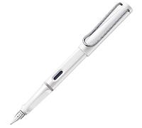 Lamy safari white - Stilografica con impugnatura ergonomica e pennino in acciaio lucido per mancini misura M - ideale per qualsiasi scrittura e calligrafia - cartuccia T 10 blue inclusa