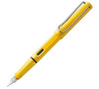 Lamy Stilografica Safari Yellow – Impugnatura ergonomica, Pennino acciaio M, Cartuccia T10 blue