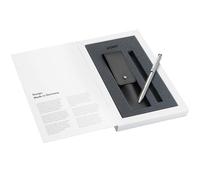 Lamy Set di 1 penna a sfera con sistema multi-penna ST Twin Pen 645 e matita in acciaio inox color argento e 1 custodia in vera pelle nera per due strumenti di scrittura
