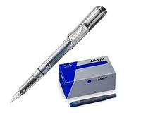 Lamy Set di 1 penna stilografica Safari Vista trasparente, pennino M e 1 set di 3 cartucce d'inchiostro T10, in confezione originale - colore inchiostro blu