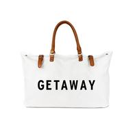 Lamyba Borsa da spiaggia con manico in pelle vegana, borsa da spiaggia extra large da donna impermeabile a prova di sabbia, bianca, bianco, extra large