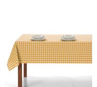 LAN&LAN - Tovaglia Rettangolare a quadretti in tessuto per uso interno ed esterno, Tovaglie elegante (Giallo, 140 x 180)