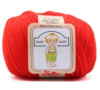 Lana Baby Silke Gomitolo 50 gr neonato e bambino 100% pura lana vergine irrestringibile morbida vari colori (570 Rosso)
