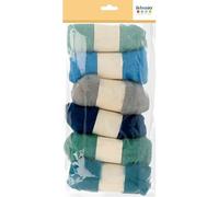Lana cardata per feltrino, 6 colori, colore: grigio/blu, 120 g