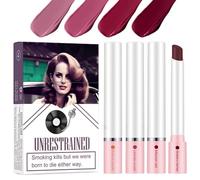Lana Dels Rey Lipstick, 4 rossetti M-att lunga durata, rossetto M-atter non adesivo, in velluto opaco di lunga durata, per il trucco delle labbra, rivestimento antiaderente in velluto altamente