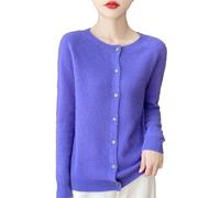 Lana Girocollo Cardigan Donna Tinta Unita Giacca Lavorata A Maglia Autunno e Inverno Allentato Casual Maglione, Shen Lan, L