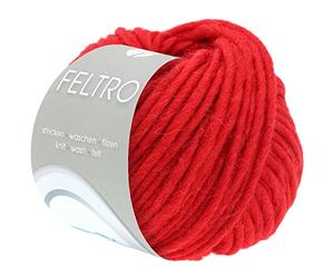 Lana Grossa “feltro” 007 Gomitolo di lana, Rosso