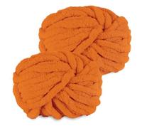 Lana Grossa per Coperte a Mano, 2 Pezzi 500g Arancia Lana Grossa Morbido e Confortevole, Gomitolo Ciniglia Grossa Cuscini, Coperte, Sciarpe, Cappelli Lavorati a Maglia