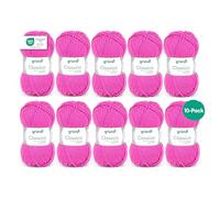 Gründl Lana Classico (Filato per Maglia/Uncinetto Certificato Oeko-Tex® in 50% Pura Lana Vergine (Merino Superwash) e 50% poliacrilico, 50 g/120 m, Ferri: 3,5-4,5, 10 gomitoli da 50 g), Fucsia