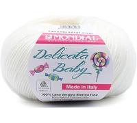 Lana Mondial Delicata Baby Gomitolo 50 gr neonato e bambino Lana Vergine Merino (giallino 402)