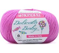 Lana Mondial Delicata Baby Gomitolo 50gr neonato e bambino Lana Vergine Merino vari colori (613 Fucsia)