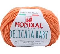 Lana Mondial Delicata Baby Gomitolo 50gr neonato e bambino Lana Vergine Merino vari colori (742 Arancione)