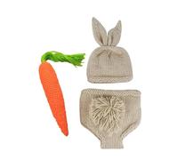 Lana Set Fotografico Cappello e Pantaloni, Ragazzo Ragazza Coniglio | Tre Pezzi Artigianali, Accessorio Carota Incluso, per Festa e Servizio Ospedaliero, Ricordo Tenero