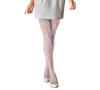 LANAFAY Donne Fuori Floreale Collant A Rete, Calze di Pizzo Sexy Elasticizzate, Adatte per Gonne, Uniformi, Tacchi Alti (Bianco)