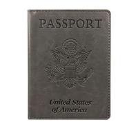 LANANAI Porta passaporto statunitense, porta passaporto con più slot per schede, borsa per passaporto multifunzionale fatta a mano in pelle PU vintage, Grigio scuro, 10.5 x 14 cm, Casual