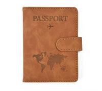 LANANAI Portafoglio da donna piccolo porta carte passaporto multifunzione portafoglio aereo passaporto portafoglio viaggio d'affari porta passaporto, Cammello, 10.6 x 14.5 cm, Casual