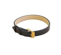 LANAPPTLTG Bracciale semplice in pelle di bambù for fibbia in oro chiaro, for lettera in corda, classico e minimalista, accessori da 8 mm a 10 mm(Black,8mm)