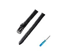 LANAPPTLTG Cinturino for orologio in morbido e sottile grano di bambù, adatto for accessori da donna, bracciale in pelle for(Black-silver,14mm)