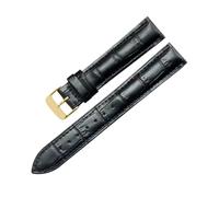 LANAPPTLTG Cinturino for orologio in pelle a sgancio rapido da 12 a 24 mm for motivo in bambù, adatto for donne e uomini(Black-gold,15mm)