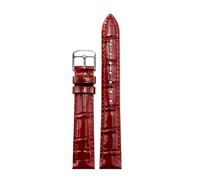 LANAPPTLTG Cinturino for orologio lucido adatto for donna, cinturino morbido in pelle fatto a mano, accessori for braccialetti adatti for cinturini da 12-20 mm(Red-silver,14mm)