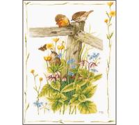 LANARTE Kit Punto Croce Contato ANGOLO GIARDINO ACCOGLIENTE Decorativi Per Pareti ca. 33 x 47 cm Set Fai Da Te Creativo Adulti Ricamo Casa Decor Arte Da Parete Kit Per Hobby Cross Stitch