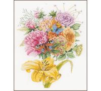 LANARTE Kit Punto Croce Contato IL PREFERITO DELLE FARFALLE Decorativi Per Pareti ca. 28 x 38 cm Set Fai Da Te Creativo Adulti Ricamo Casa Decor Arte Da Parete Kit Per Hobby Cross Stitch