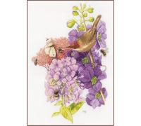 LANARTE Kit Punto Croce Contato NATURA IN FIORE Decorativi Per Pareti ca. 35 x 50 cm Set Fai Da Te Creativo Adulti Ricamo Casa Decor Arte Da Parete Kit Per Hobby Cross Stitch