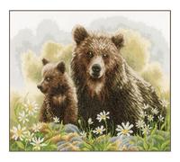 LANARTE Kit Punto Croce Contato ORSI NEL BOSCO Decorativi Per Pareti ca. 45 x 34 cm Set Fai Da Te Creativo Adulti Ricamo Casa Decor Arte Da Parete Kit Per Hobby Cross Stitch