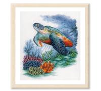 LANARTE Kit Punto Croce Contato TESORI SOTTOMARINI Decorativi Per Pareti ca. 33 x 40 cm Set Fai Da Te Creativo Adulti Ricamo Casa Decor Arte Da Parete Kit Per Hobby Cross Stitch