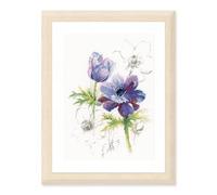 Lanarte PN-0008028 - Set punto croce Anemone blu, in cotone, multicolore, 20 x 28 cm