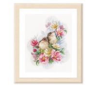 LANARTE Punto Croce Contato Guardiani dei Rami dei Fiori Decorativi Set Fai da Te Creativo Adulti Ricamo Casa Decor Arte da Parete Kit per Hobby Cross Stitch, Cotone, Multicolor, ca. 28 x 33 cm