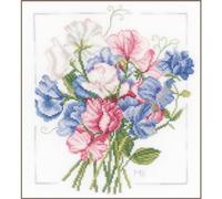LANARTE Punto Croce Contato Mazzo COLORATO Decorativi Set Fai da Te Creativo Adulti Ricamo Casa Decor Arte da Parete Kit per Hobby Cross Stitch, Bouquet, 100% Cotone, Multicolor, ca. 25 x 25 cm