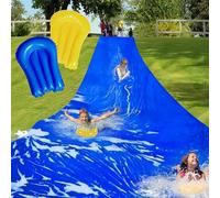 Lanathel Scivolo Acquatico da 9,1 m con 2 Tavole Gonfiabili e Pali, Scivoli Acquatici per Prato Extra Lunghi e Resistente per Bambini e Adulti, Scivolo Acquatico per Divertimento Estivo all'aperto