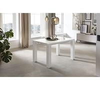LaNatura Tavolo da pranzo 120/180/240 x 80 cm, MDF bianco