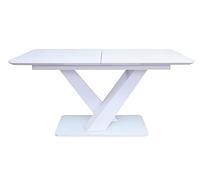 LaNatura Tavolo da pranzo 160/200 x 90 cm MDF vetro bianco