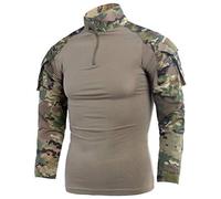 LANBAOSI Camicie da Combattimento da Uomo con gomitiere 1/4 Camicia Cerniera a Maniche Lunghe Abbigliamento tattico Top per la Caccia Campeggio Escursionismo