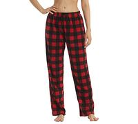 LANBAOSI - Confezione da 1-2 pezzi di pantaloni da pigiama a quadri per donna, morbidi, per dormire, jogging, lunghi, opachi, ideali per dormire, correre e camminare, Colore: rosso, S